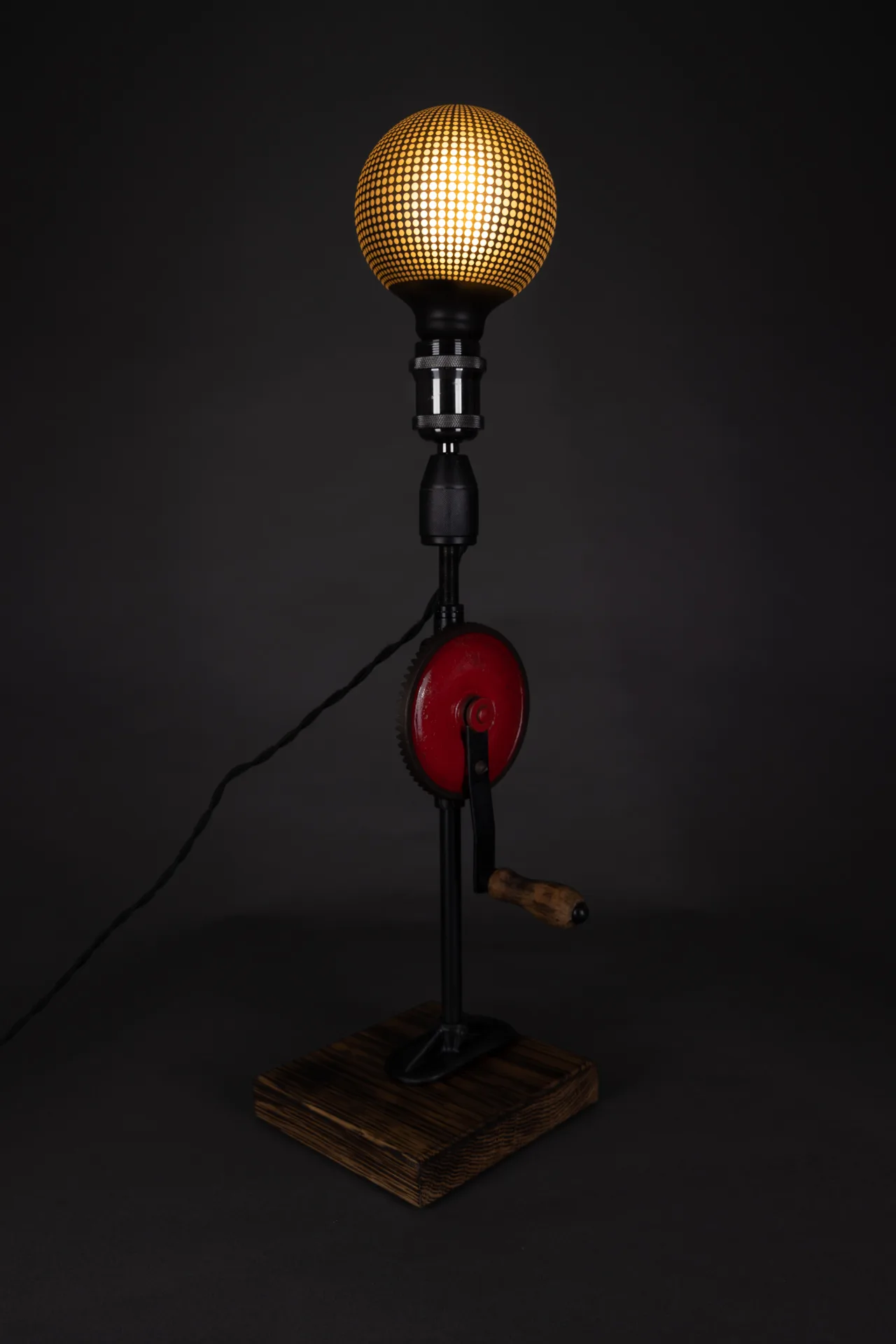 Handmade industrial lamp with globe bulb