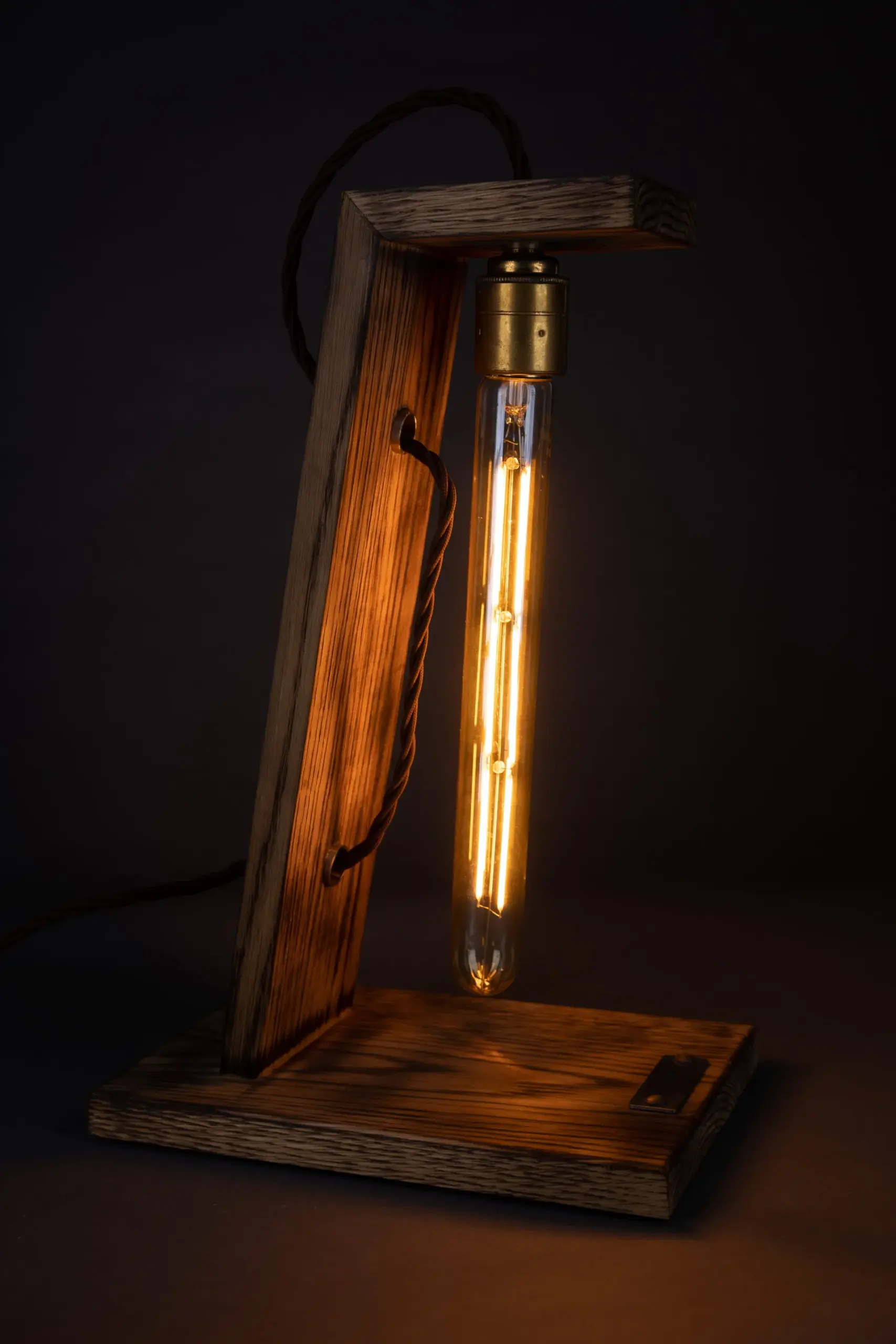 Handmade wooden lamp product photography